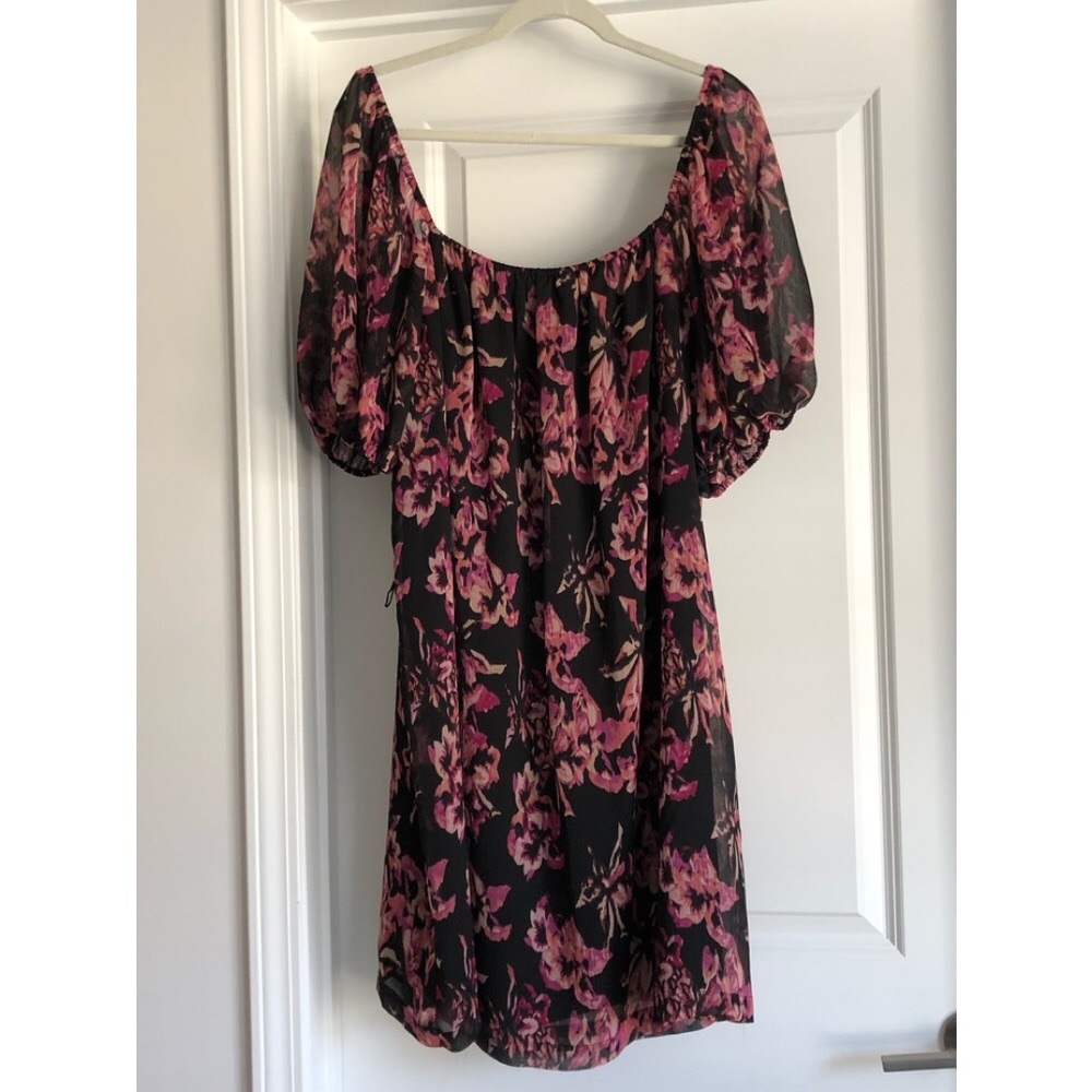 CHARLES HENRY Floral dress with fabric sash.
